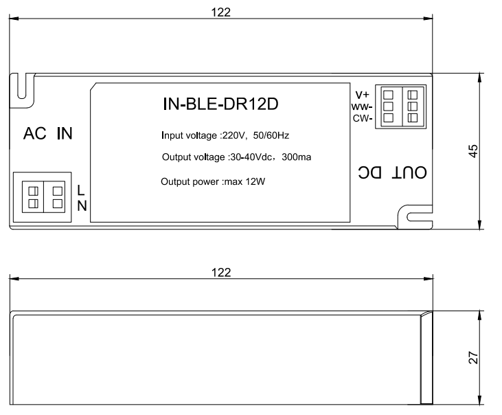 Taitong Dual-White 12W LED Driver (IN-BLE-DR12D)